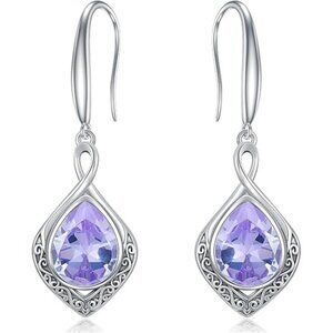 03-June Birthstone Celtic Knot Filigree 925 Silver Infinity Earrings